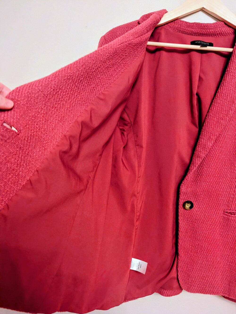 Ann Taylor Hutton Textured Single Button Blazer - Fuchsia - Picture 7 of 9